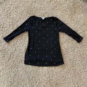 Long Sleeve Black Sequin Shirt